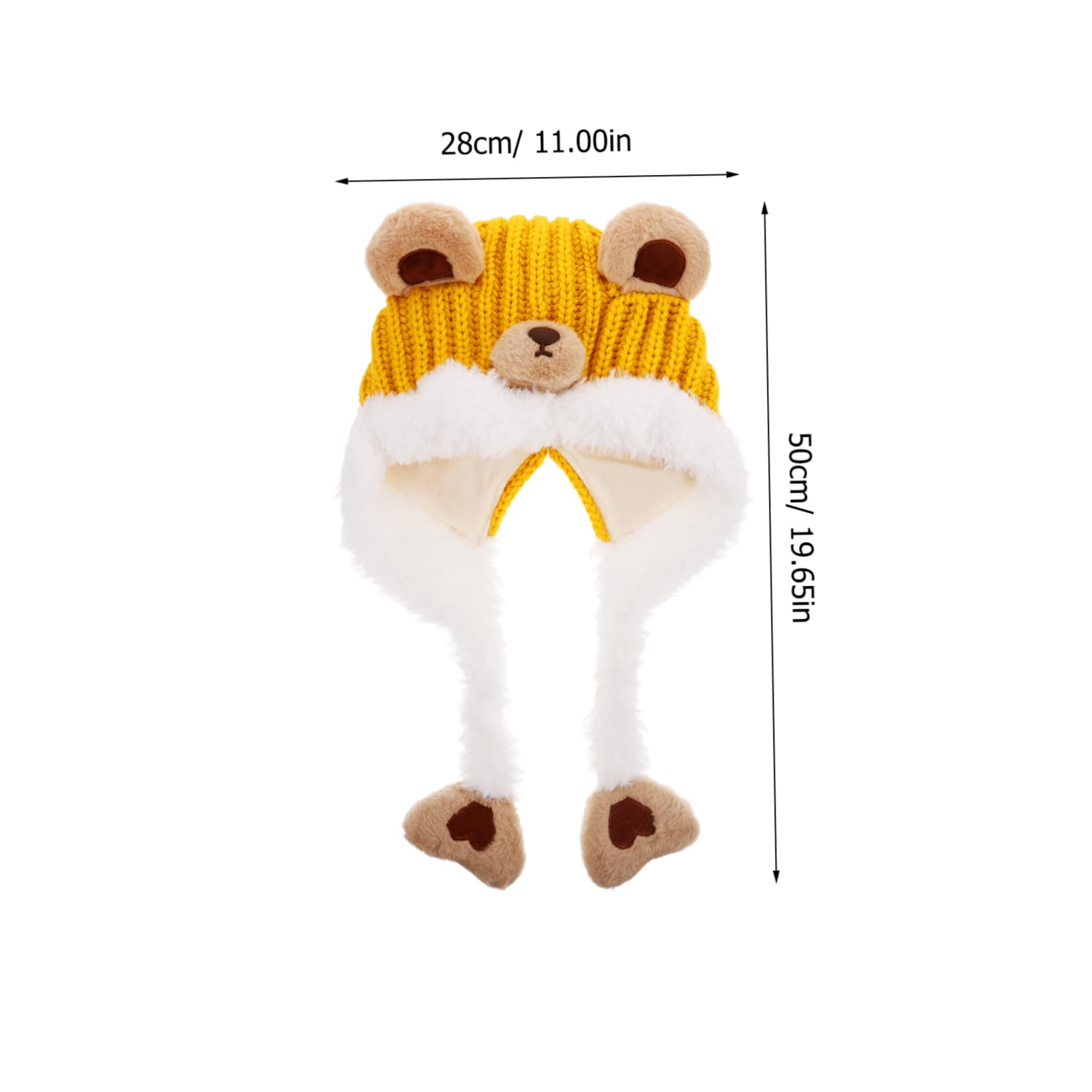 NOLITOY Unisex Baby Knitted Beanie Hat Earflaps Boys and Girls Winter Hat for Boys and Girls Cartoon Design Yellow