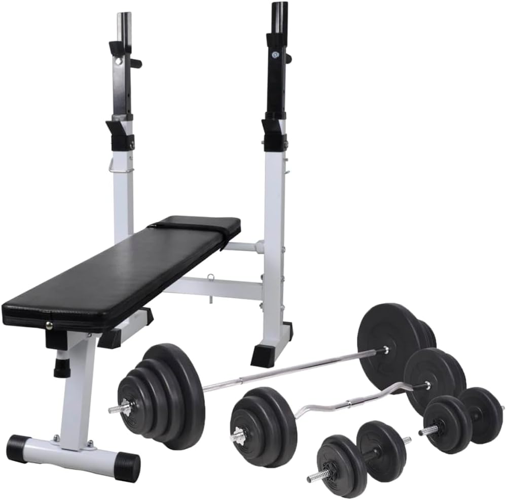 Workout Bench with Weight Rack, Barbell and Dumbbell Set 120 kg(Weight:304.24 lbs),275375