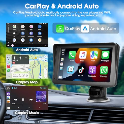 Cámara para bebés automotriz de 7’’ con Android Auto, Bluetooth y visión nocturna IPS 3