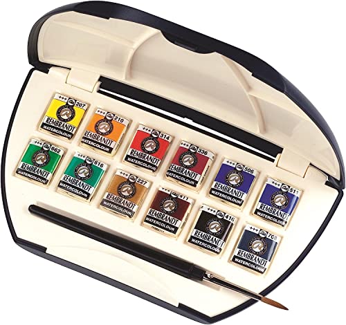 Aquarela em Pastilha Rembrandt Estojo Luxury Pocket com 12 Cores Talens