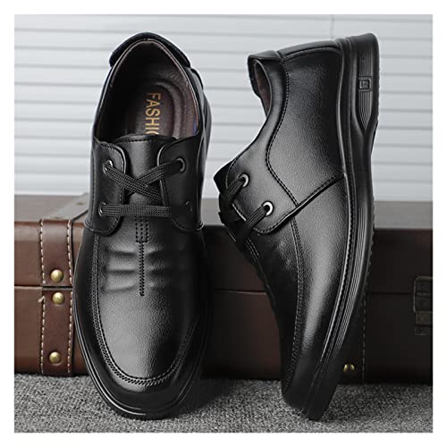 LAZIRO Men's Casual Leather Shoes Round Toe Lace-up Business Men's Single Shoes Soft Leather Soft Sole Flat Heel Daily Work Men's Shoes4