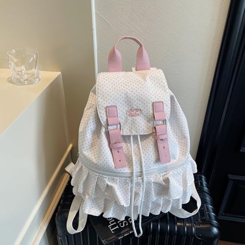 Mochila de día elegante con encaje de lunares y cómoda bolsa gris 3