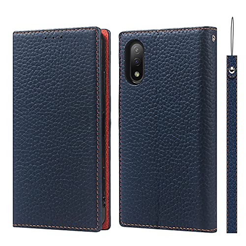 Xperia Ace II ケース手帳型 SO-41B ケース Pelanty 牛革製品 本革レザー 財布型カバー Sony Xperia Ace II カード収納 スタンド機能 内蔵マグネット 手作り柔らかい スマホケース ソニー エクスペリア Ace II SO41B 携帯カバー ストラップ付 ヘッドフォンケーブル 耐衝撃 ネイビー