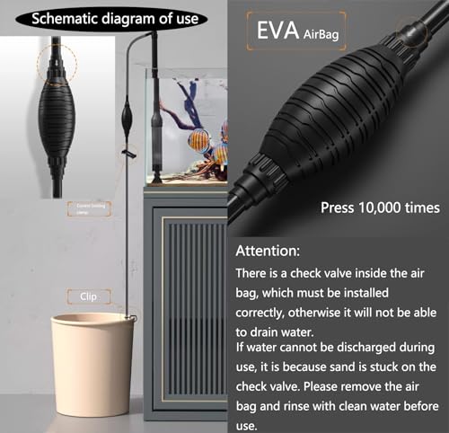 Image of Carefree Fish Aquarium Gravel Vacuum Sand Cleaner with 6Ft Pipe Fish Tank Water Changer Adjustable Length ABS(for 8~30Gal Tank)