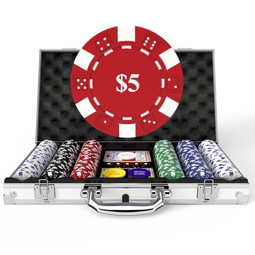 HEITOK Premium Classic Poker Chip Set 300PCS with Numbered Denominations 11.5 Gram,for Texas Hold'em, Blackjack,Card Club or Late Night Poker Games