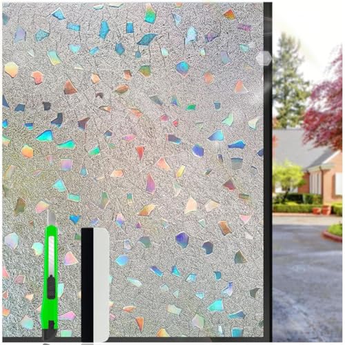 HONLONE 60x200cm Fensterfolie Bunt, Regenbogen Fensterfolie Blickdicht, 3D...