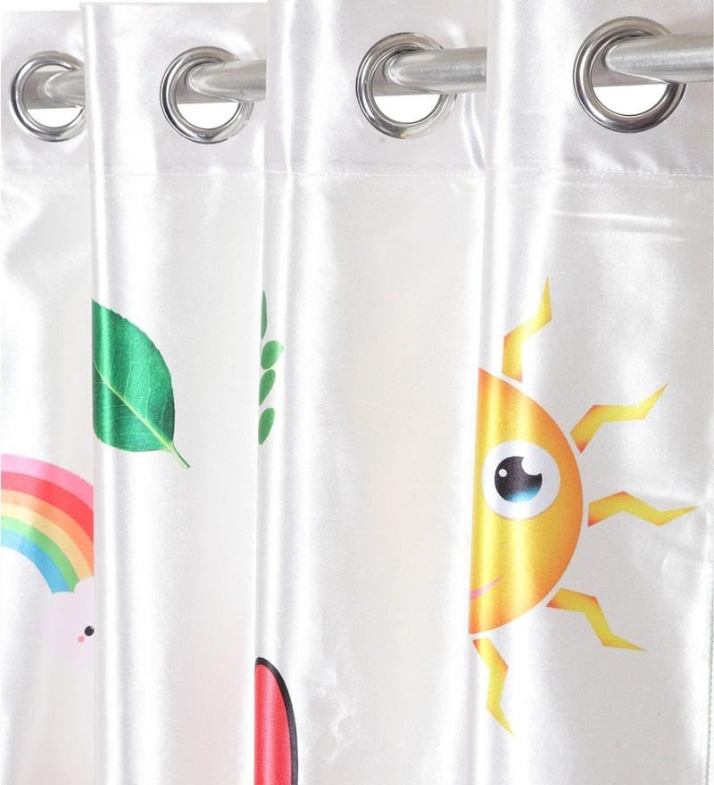 Image of 3D Pencil Colors Theme School Curtains 9 Feet Set of 3 Long Door Curtains for Play School Decoration, Kids Room Parde