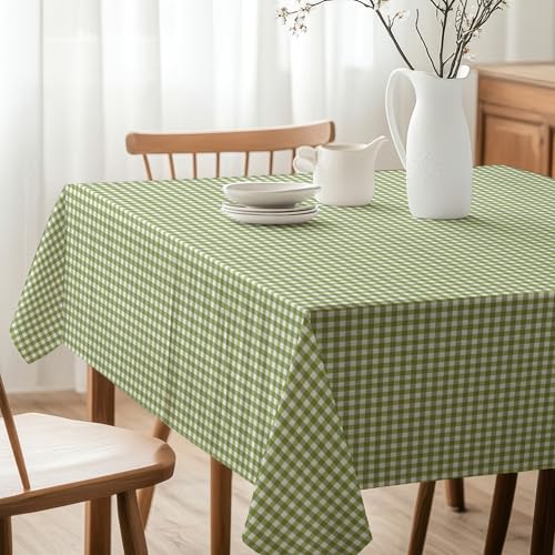Nappe de table antitache vichy vert pistache 180 x 140 cm rectangulaire - 3
