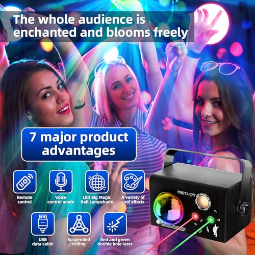 Party Lights DJ Disco Ball Light,4 Modes Sound Activated DJ Disco Light with Remote,USB Powered Dance Stage Lights for Parties,Birthday,Dance,Bar,Weddings, Wedding Show Club - image 3