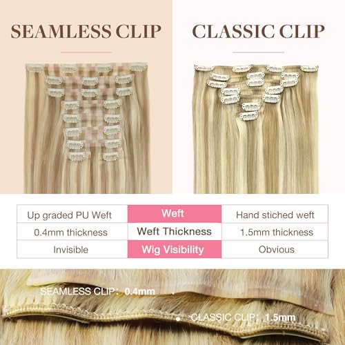 Image of GOO GOO Seamless Clip in Hair Extensions Real Human Hair Remy Extensions