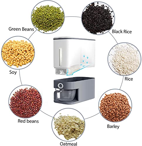 U-Miss 25 Lbs Rice Dispenser, Large Grain Container Storage With Lid Measuring Cylinder Moisture Proof Household Cereal Dispenser Bucket For Kitchen Soybean Corn #TOP7