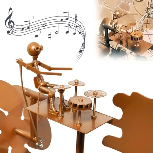Drummer Windmill, 2025NEW Wind Spinners for Yard and Garden, Handmade Metal Rock Band Windmill, Rockin Art Figurine, Wind-Powered Kinetic Sculpture, Outdoor Decoration