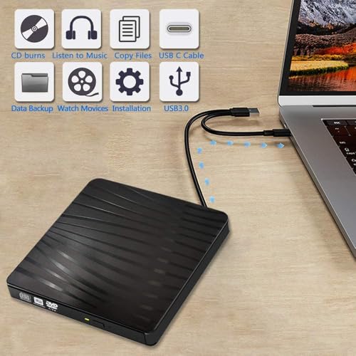 USB 3.0 Lectora CD DVD externa portátil negra miniatura 6