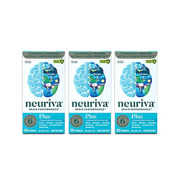 NEURIVA-Plus-Brain-Performance-30-Count-Brain-Support-Supplement-with-Clinically-Proven-Natural-Ingredients-1-ea-Pack-of-3 Neuriva Neuriva Original Brain Performance (90 Count), Brain Support Supplement, 90 Count