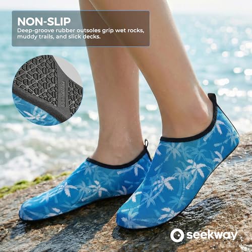 Image of SEEKWAY Water Shoes Women Men Adult Quick-Dry Aqua Socks Barefoot Non Slip for Beach Swim River Pool Lake surf Black SK002(U)