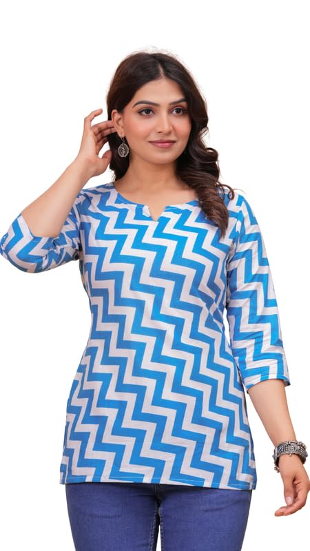 Image of SIROTA Rayon Short Top for Women | Tunic for Jeans | Western Short Kurti | Stylish Straight Ladies Kurta | Ethnic Kurta for Girls