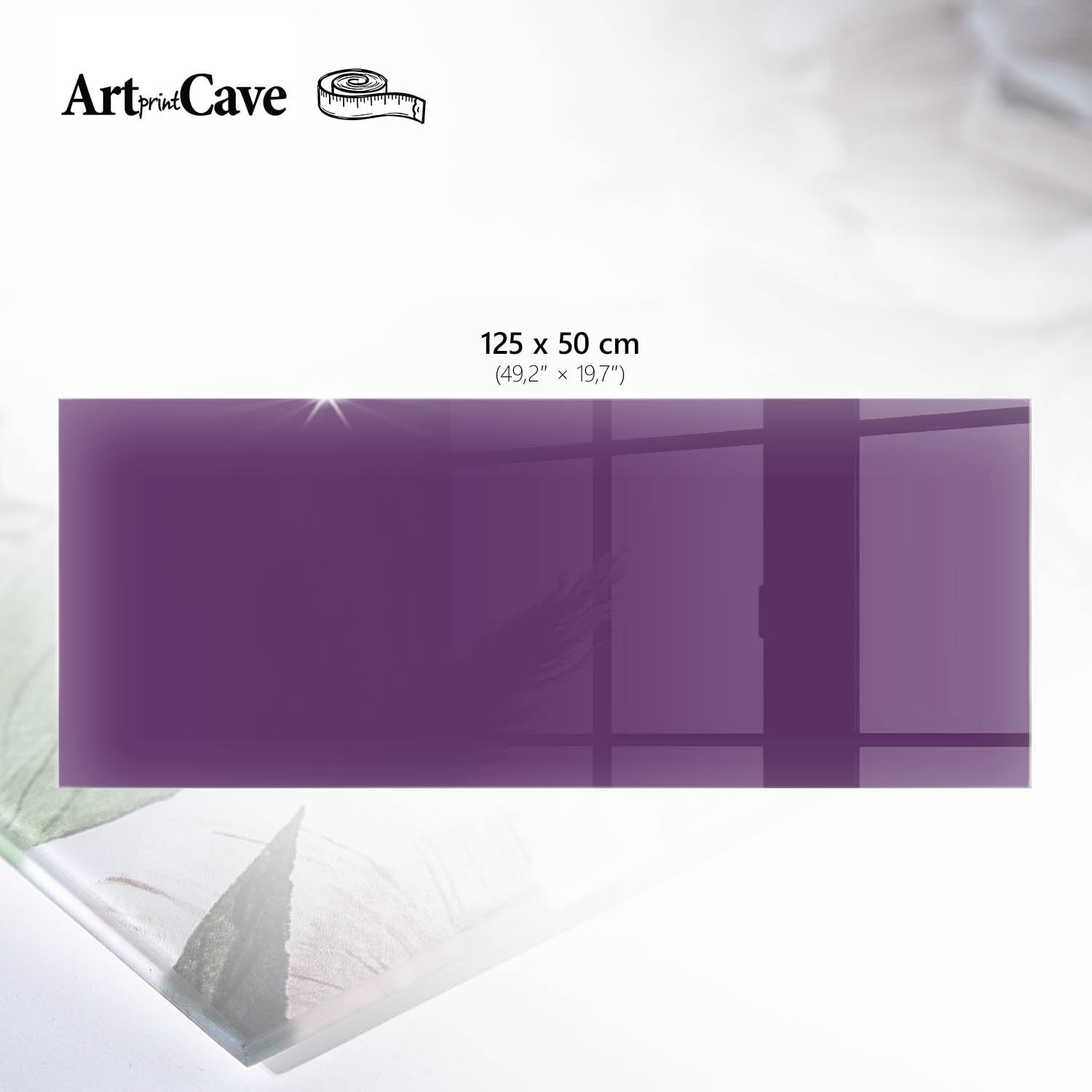 Placa de Cristal 125x50 cm | Rectangular | Bordes Pulidos | Morado intenso | Vetro Temperato | para la Cocina y Salón | Pies Antideslizantes | con Impresión Decorativa