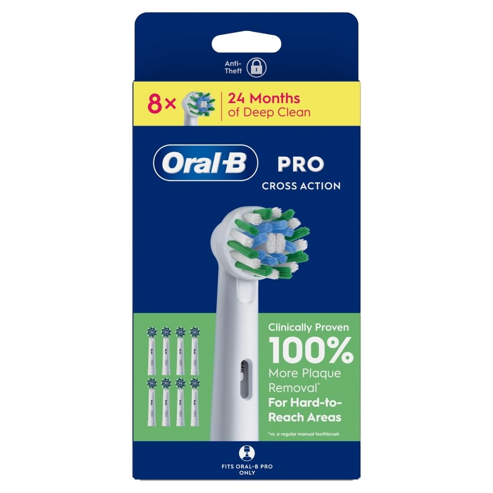 Oral-B Pro Cross Action - Cabezales de cepillo de dientes, paquete de 8 unidades, adecuados para buzón