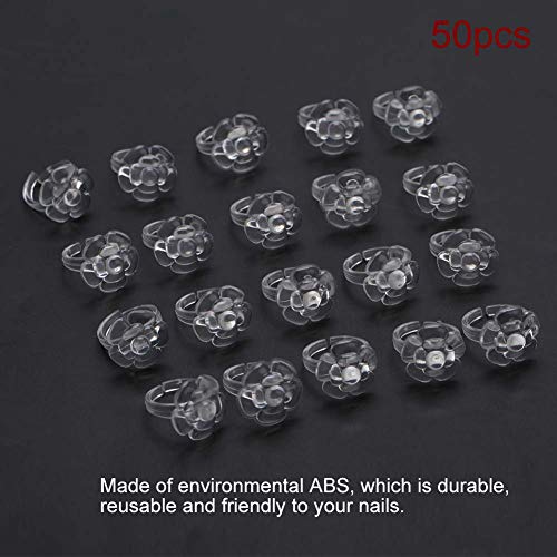 50 Pieces set Nail Ring Flower Butterfly Manicure Gel Color Display Tool DIY Nail Art Design Nail Polish Color Display Ring Flower Clear - Image 4