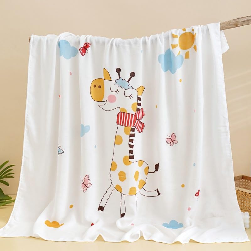 Butterthief Double Layer Bamboo Cotton Baby Blanket, Soft Breathable Swaddle & Receiving Blanket for Newborn Babies, Stroller, Crib & Nursing Cover, Unisex, 110 x 110 cm, 0-3 Years-image-34