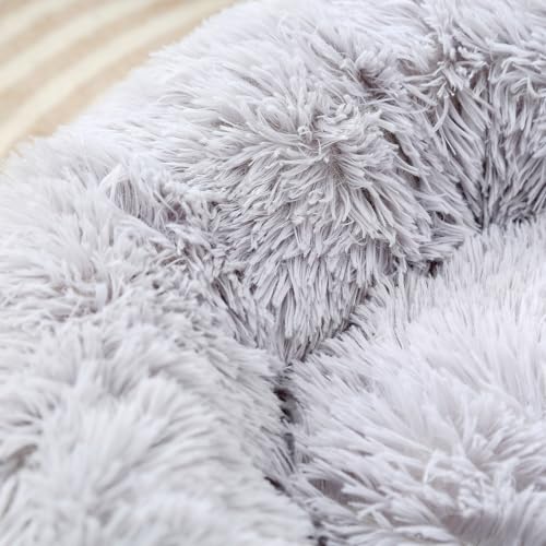 Fhodigogo Hundebett Katzenbett Waschbar Donut Hundebett Weiches Plüsch Rundes Hundesofa mit Wasserfeste Unterseite Katzenbett für innerhalb Katzen und Hunde bis 3 kg(S/35X12CM)
