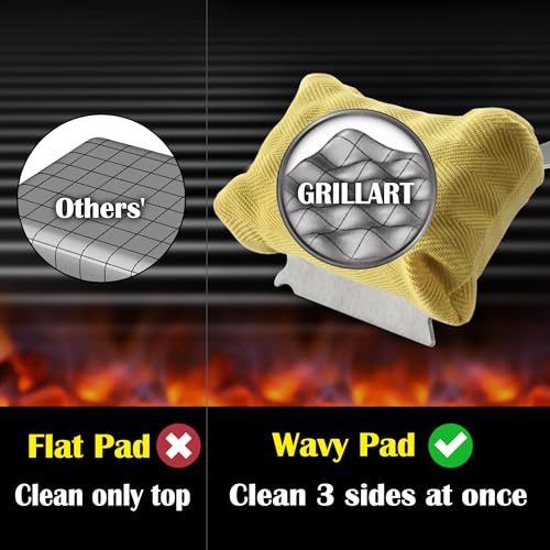 GRILLART-Grill-Brush-for-Outdoor-Grill-Bristle-Free-Reinforced-Grill-Cleaner-Scraper-BBQ-Brush-Replaceable-Head-Barbecue-Grill-Cleaning-Brush-Safe-BBQ-Accessories-Grill-Tools-Gifts-for-MenDad