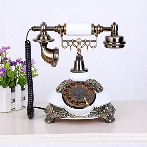 Vintage-Drucktasten-Telefon-Mode-Antikes Festes Telefon Im Amerikanischen Stil Nach Hause Vintage-Festnetz-Drehknopf Dekor Weiß