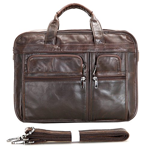 Berchirly Genuine Leather 15inch Expandable Laptop Computer Business Briefcase Bags Cowhide Handbag Case - Thumbnail 2