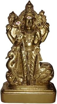 Lord MURUGA Kumaraswamy Murugan Karthikeya Sabrahmaniya Swamy in Polymarble with Vel- 20 cm Height Golden Colour