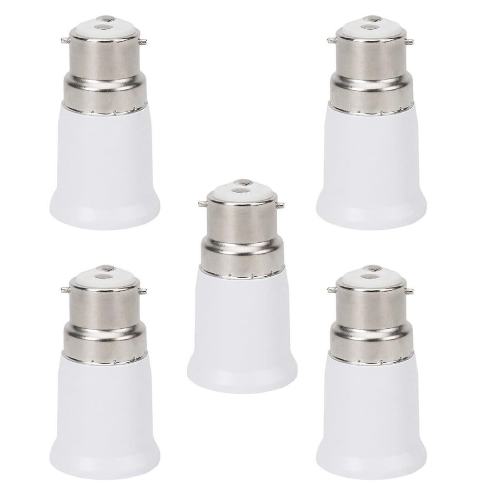 5PACK B22 to E27 Socket Converter - Edison Screw Light Base Adapter for LED and Incandescent Bulbs, Bayonet to Screw Adaptor