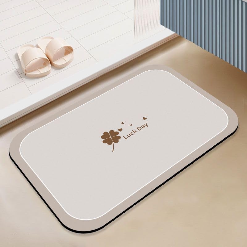 Alfombra De Baño Diatomita 40X60Cm Beige, Súper Absorbente Y Secado Rápido, Antideslizante, Suave Y Acogedora, Para Agua