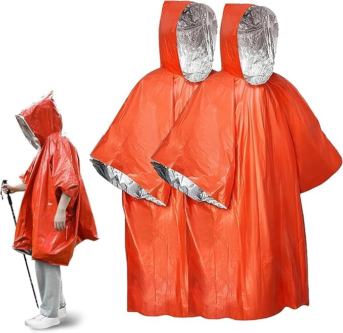 suicune Emergency Survival Rain Poncho, 1 Pack Thermal Emergency Raincoat Poncho, Emergencys Insulation Blanket for Heat Retention and Rain, Reversible Foil Blanket for Emergencys (Orange)-picture-22