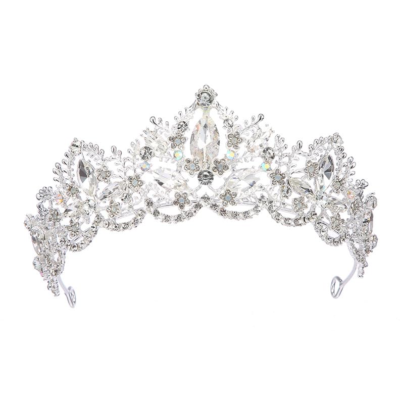 Queen Crystal Wedding Tiara Crown Rhinestone Princess Tiara Vintage Wedding Prom Crown Accessories Bridal Tiara Headpiece with Comb Pin (Silvery, One Size)