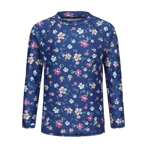 Image of Girls Long Sleeve Swim Shirt Rash Guard for Girls One Piece Bathing Suits with UPF 50+ Sun Protection 3-16 Years