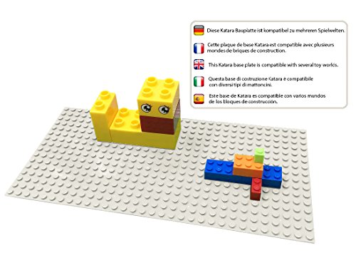 Katara 1741 - Bauplatten Platten 8er Set 13cmx13cm/16x16 Pins, Grundplatte Kompatibel Lego, Sluban, My, Papimax, Weiß – Bild 8