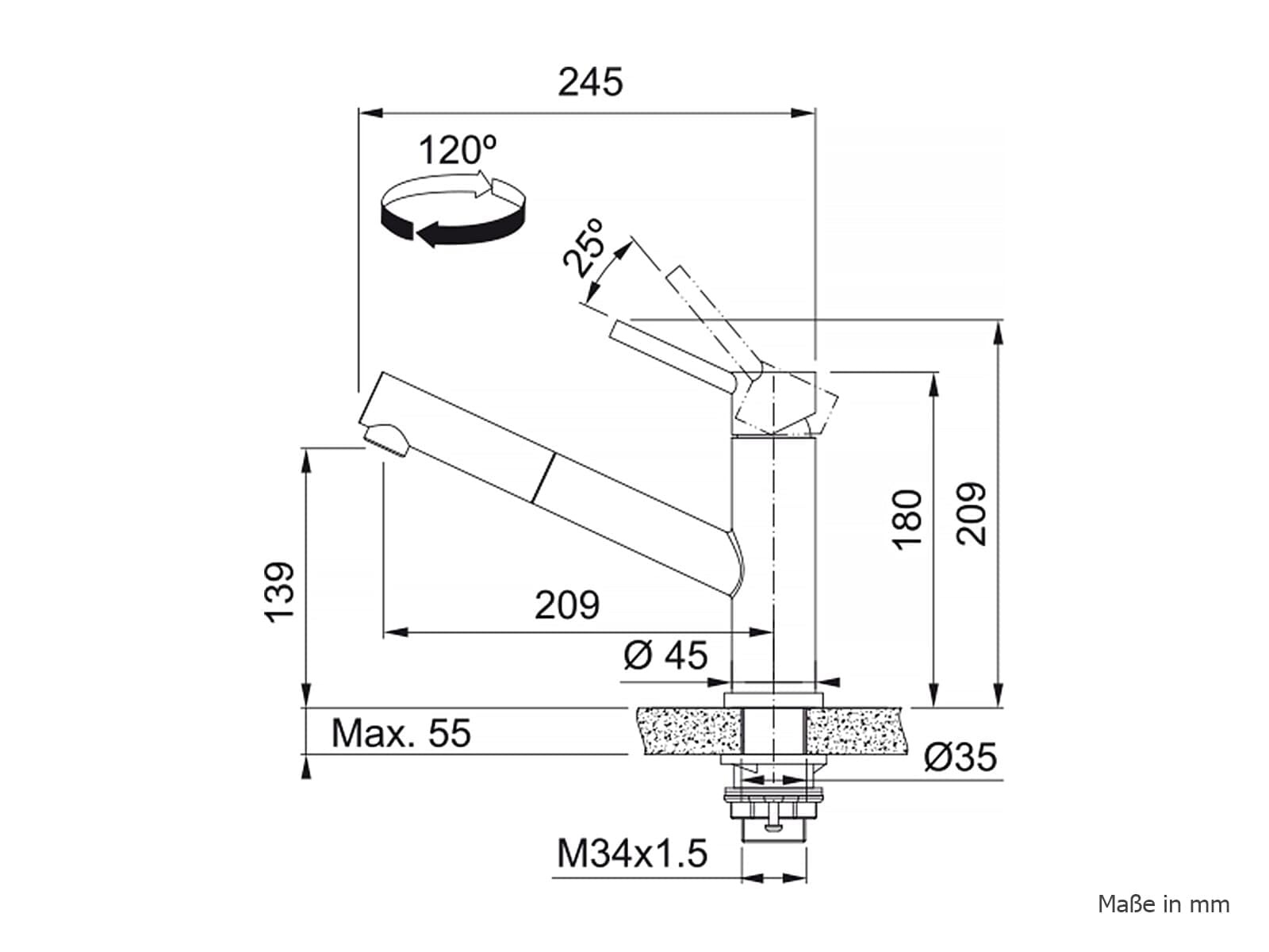 FRANKE; Robinet de cuisine Orbit Pull-Out (115.0569.461); Couleur : inox