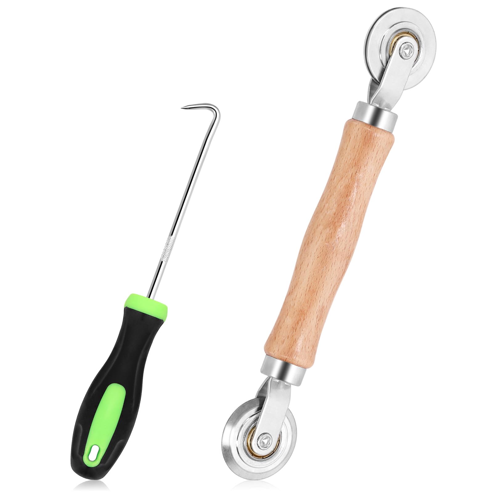 Glarks 2pcs Window Roller Spline Rolling Tool Set, Included 1pcs 3.5 x 90mm Spline Removal Hook and 1pcs Spline Rolling Tool, Rolling Screen Tool for Installing Door Screen Window