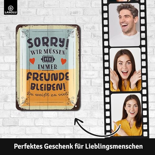 LANOLU Retro Tin Sign with German Text "Wir MÜSSEN Freundde bleiben" (Wir MÜSSEN Freundde) BLEIBEN - Image 2