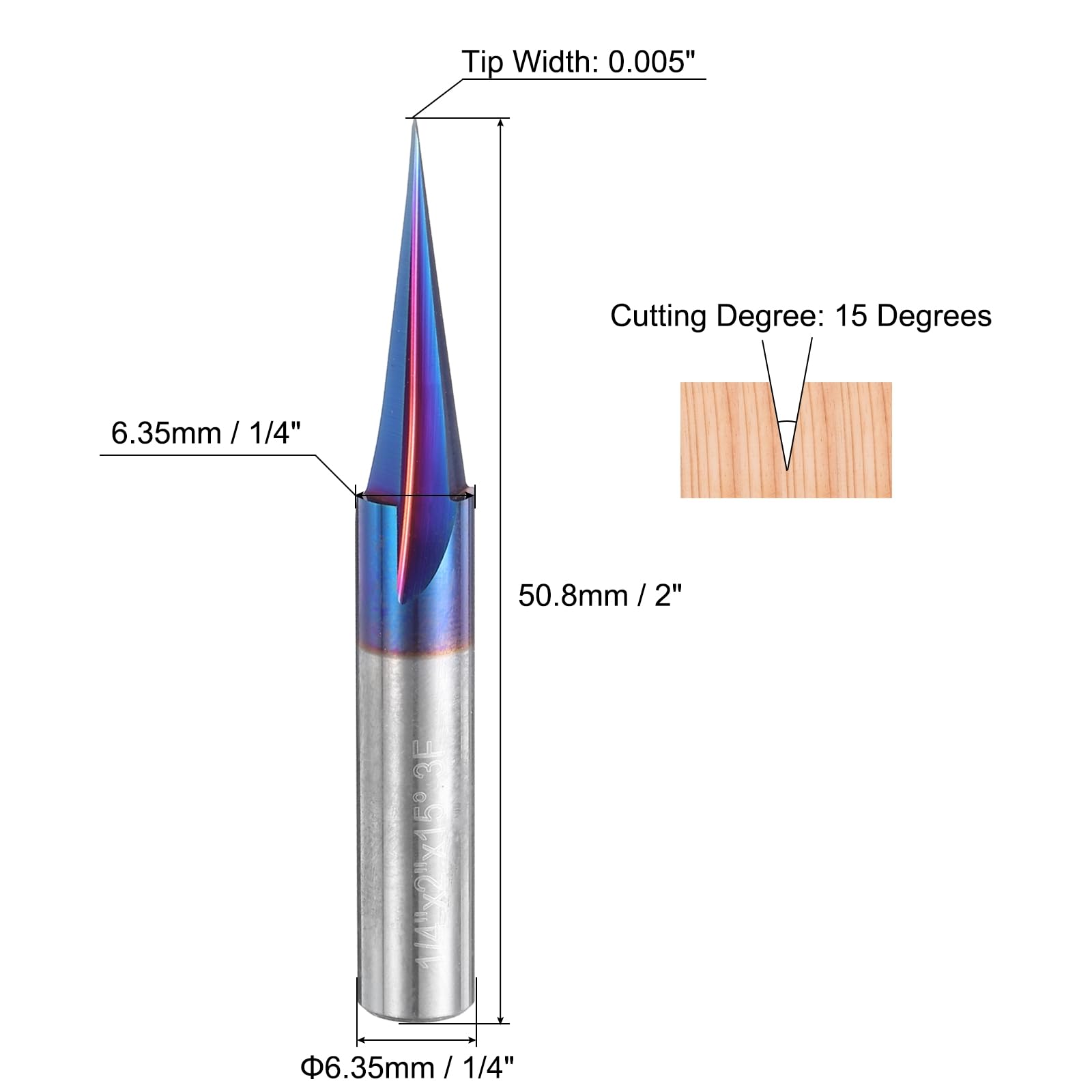 Amazon | uxcell 15度V溝彫刻ルータービット、CNCチップ用、3枚