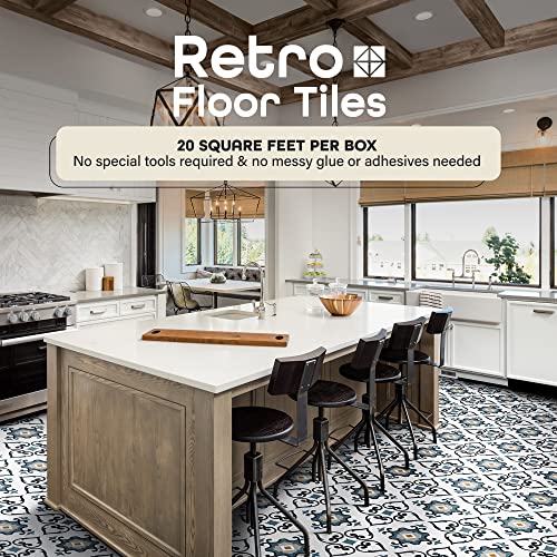 Retro Self Adhesive 12-Inch Vinyl Floor Tiles, 20 Tiles - 12" X 12", Mid Century Modern Slate Pattern - Peel & Stick, Diy Flooring For Kitchen, Dining Room, Bedrooms & Bathrooms By Achim Home Decor #TOP1