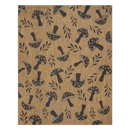 Gertmenian Indoor/Outdoor Flatweave Area Rug - 6x9 Medium, Stain & UV Resistant, Ideal for Deck, Patio, Poolside, Mudroom - Rika Floral Chestnut, Black, 25476