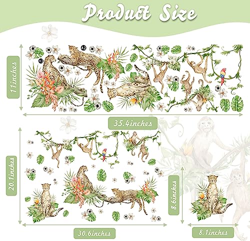 Safari Animals Wall Stickers Nursery Wall Decals Jungle Animals Wall Stickers Baby Boys Girls Room Decals Wall Decor Removeable Tiger Monkey Wall Art Decals for Kids Bedroom Living Room Playroom Decor - Image 4