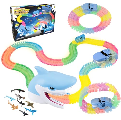 Mindscope Twister Tracks Shark Series 11 Feet of Neon Glow in The Dark Track Set with Shark Accessories