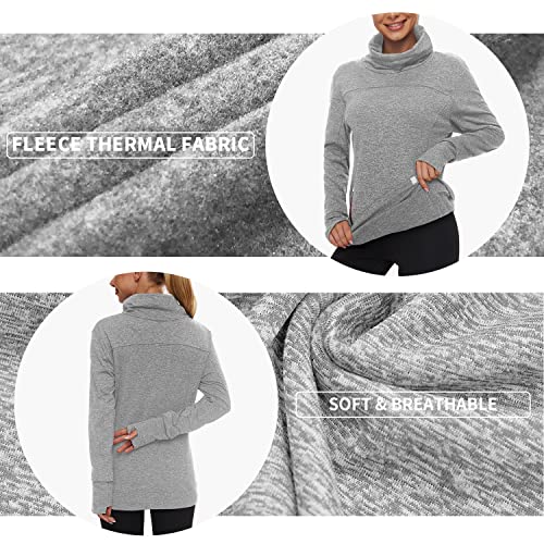 Soneven Women's Running Fleece Sweatshirts Cowl Neck Pullover Long sleeve Shirt with Thumb Holes and Neck Gaiter Face Mask3