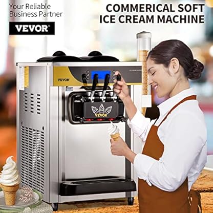 VEVOR Kommerzielle Softeismaschine 2200 W Arbeitsplatte Softeismaschine 22-30 L/Std.Softeismaschine Desktop, Softeismaschine 3 Geschmack mit LCD-Display Eiscrememaschine Speiseeismaschine – Bild 3