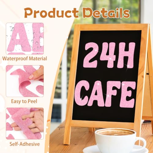 Image of Bulletin Board Letters 74 PCS Glitter Letter Stickers Large 5 Inch, Pink | 12 Sheets,Alphabet Number Stickers,Self-Adhesive,Sticker Letters for Poster Board,Classroom,Display,Mailbox,Craft,Party Decor