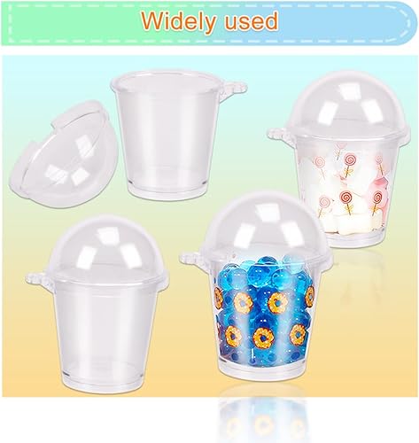 Miniatura 4 de KOOBOOK 20 tazas de frappuccino para café frío, casa de muñecas, simulación en miniatura, vasos de plástico para tartas y helados (con tapa de