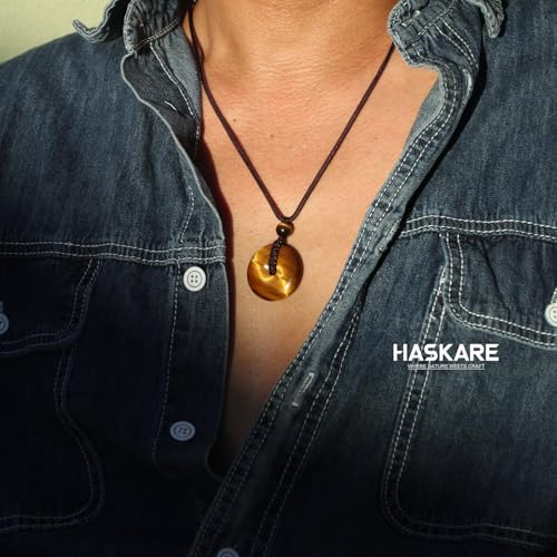 HASKARE Mens Stone Pendant Tiger Eye Chakra Healing Pendant Necklace, Adjustable 27.5 inch3