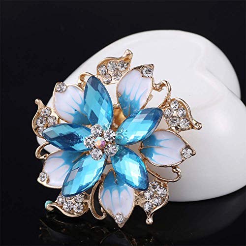 Image of Crystal Pearl Flower Brooches Pins Fashion Beautiful Created Rhinestone Floral Brooch Good Idea for Party Dance Wedding Banquet for Elegant Women Girl