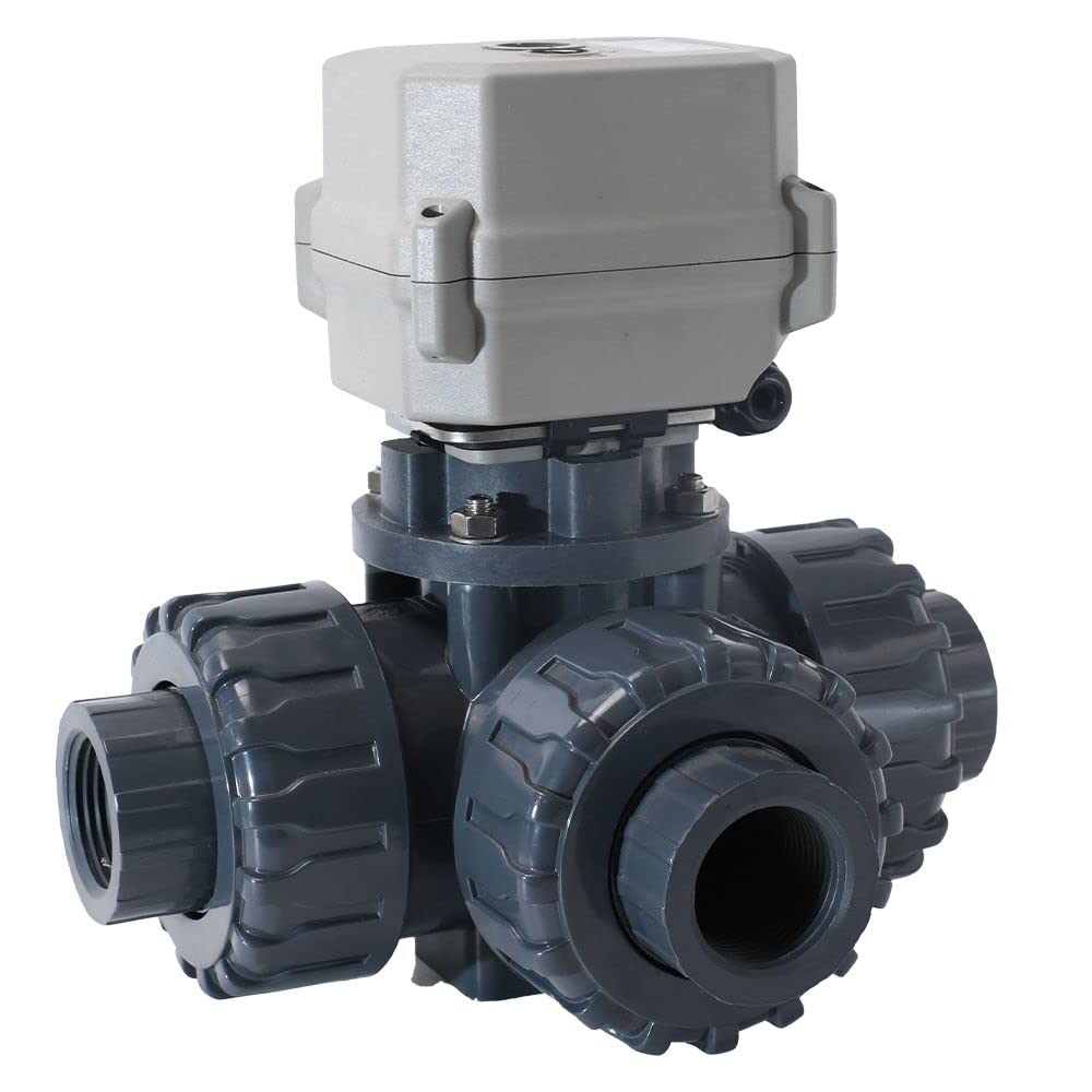 1 1/4" 12V CC valvola a sfera motorizzata con funzione manuale, 3 Vie valvola a sfera elettrica in PVC DN32, CR501
